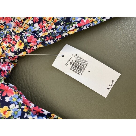 Old Navy Top Women Small Floral Pattern Balloon Sleeve Elastic Arm Chest NWT - Picture 2 of 8